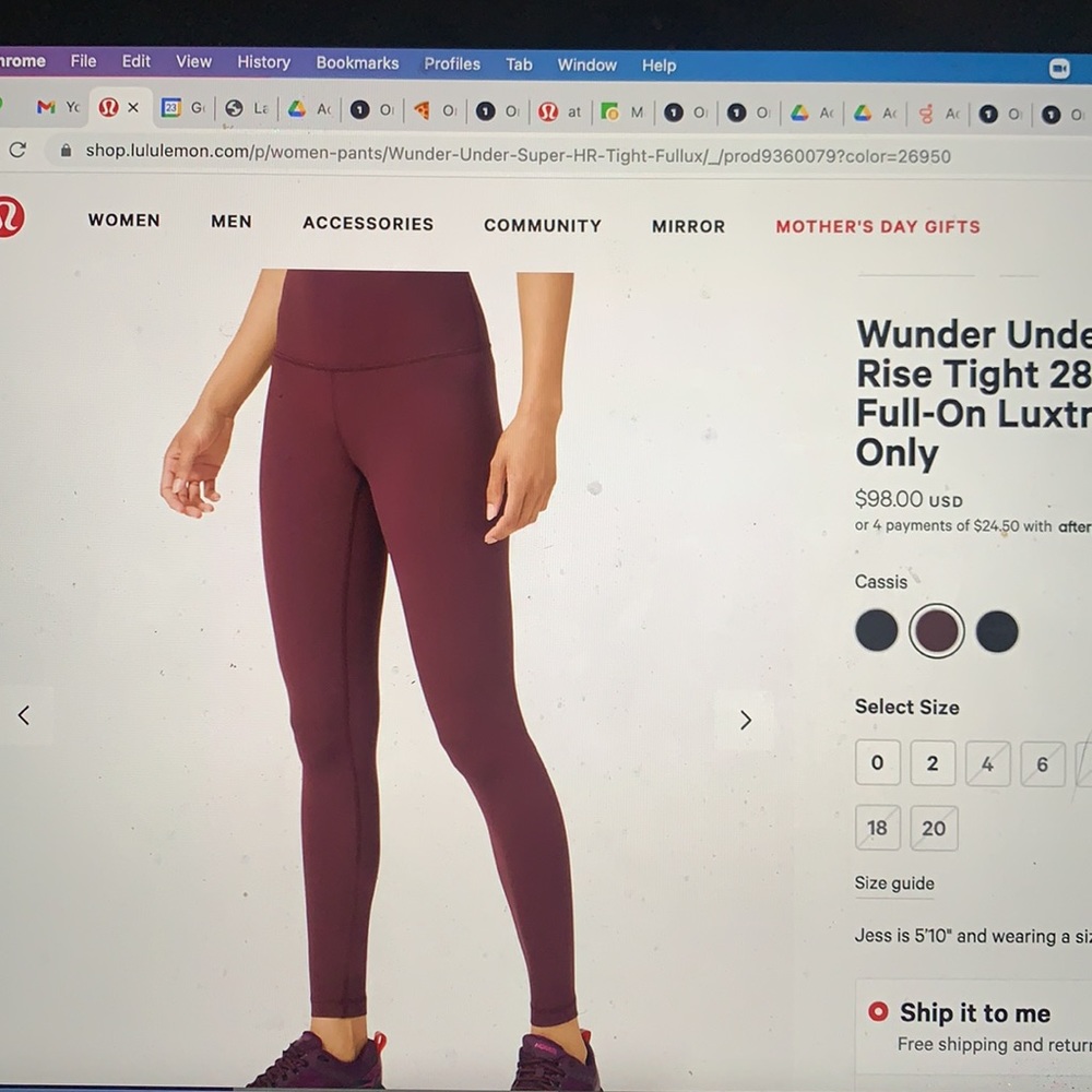 LULULEMON- Wunder under super high rise tight 28”
